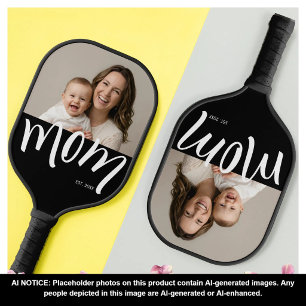 Custom Est. Year Script Black Colorblock Mother's Pickleball Paddle