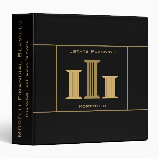 Custom Estate Planning Portfolio Black Binder (Front/Spine)