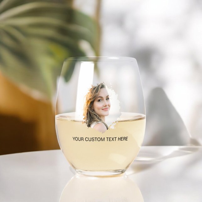 Custom Etched Photo Effect Instagram Stemless Wine Glass (Creator Uploaded)