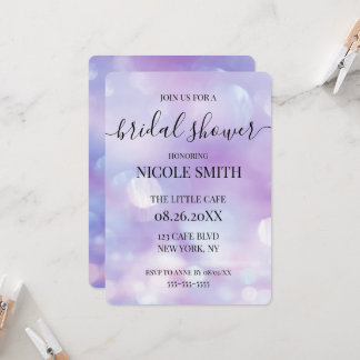 Custom Ethereal Purple Bokeh Bridal Shower Invitation
