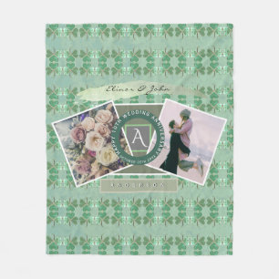 Custom Event 2 Custom Photos w/Shamrocks Fleece Blanket