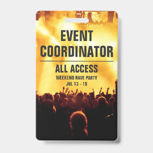 Custom Event Coordinator All Access Concert Pass B Badge