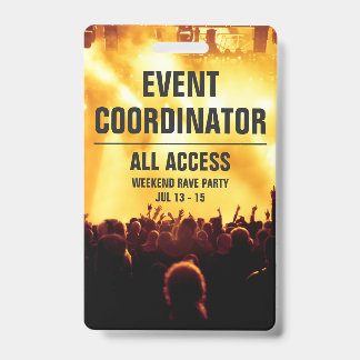 Custom Event Coordinator All Access Concert Pass B Badge