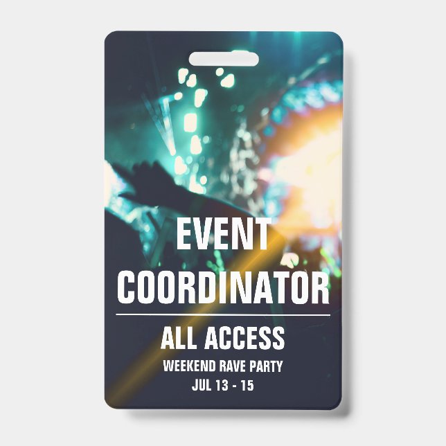 Custom Event Coordinator All Access Concert Pass Badge (Front)