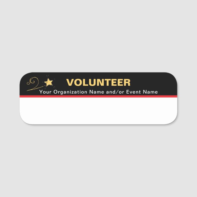 Custom Event Staff Volunteer Name Tag (Front)