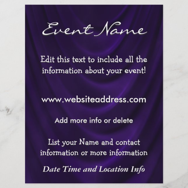 Custom Event Velvet Drape Flyer (Front)