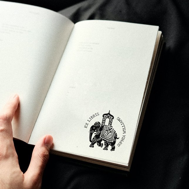 Custom Ex Libris, Indian Elephant Book  Rubber Stamp (Creator Uploaded)