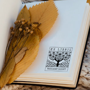 Custom Ex Libris, Tree Book     Rubber Stamp