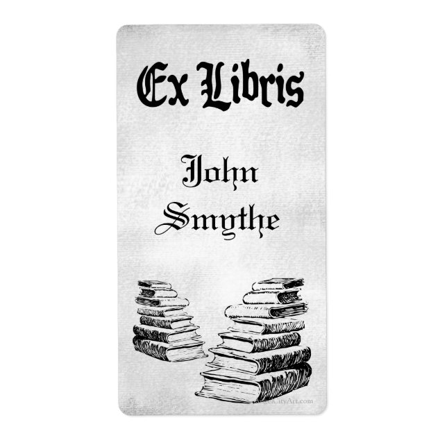 Custom Ex Libris Vintage Books Bookplate Labels (Front)