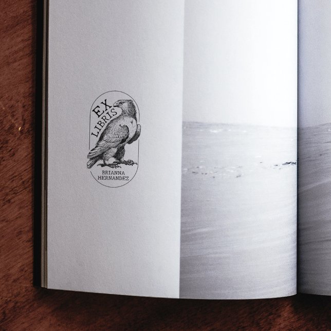 Custom Ex Libris Vintage Eagle, Book  Rubber Stamp (Creator Uploaded)