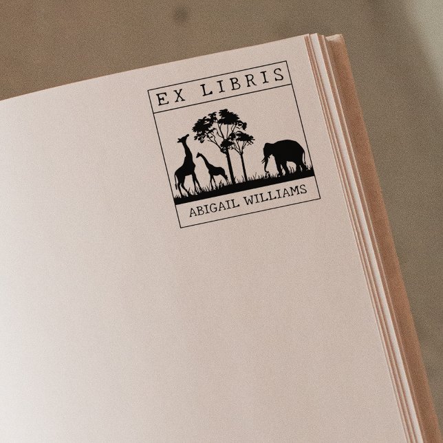 Custom Ex Libris, Wild Animals Africa Book      Rubber Stamp (Creator Uploaded)