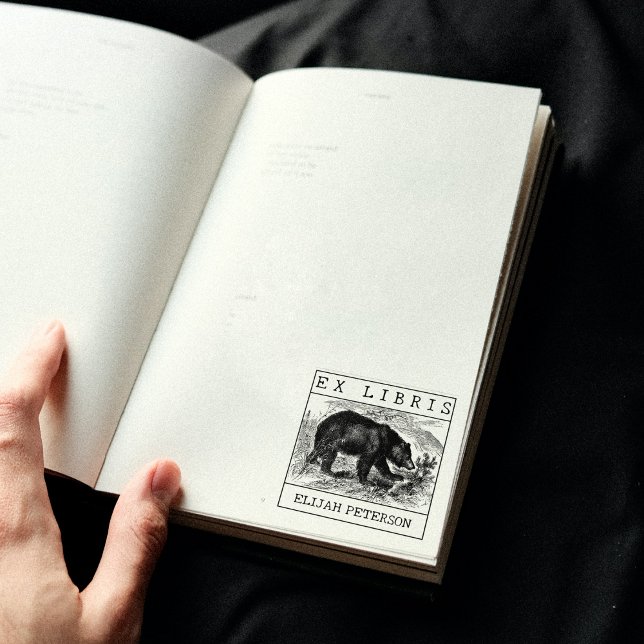 Custom Ex Libris, Wild Bear Book       Rubber Stamp (Creator Uploaded)
