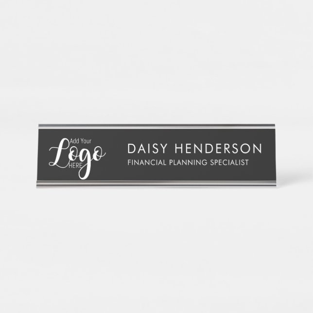Custom Executive Desk Name Plate with Logo – (Front)