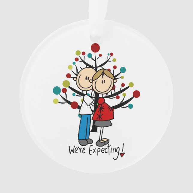 Custom Expectant Couple Holiday Acrylic Ornament (Front)