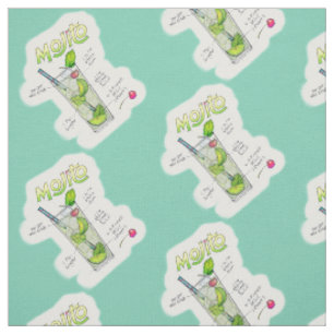 CUSTOM FABRIC - MOJITO RECIPE COCKTAIL ART