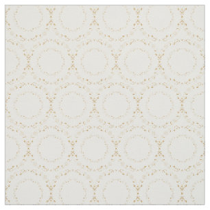 Custom Fabrics-White & Gold Floral Circle Fabric
