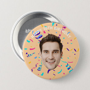 Custom Face 10th 20th 30th 40th 50th 60th Birthday 3 Inch Round Button
