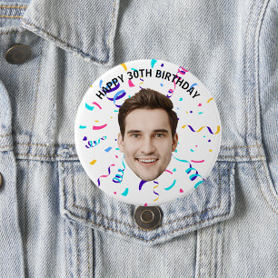 Custom Face 10th 20th 30th 40th 50th 60th Birthday 3 Inch Round Button