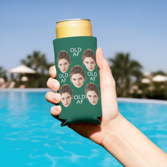 Custom Face 20th 30th 40th 50th 60 Birthday Squad Seltzer Can Cooler (In Situ Pool)