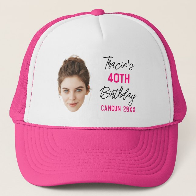 Custom Face 30th 40th 50th 60th 70 Birthday Squad Trucker Hat (Front)