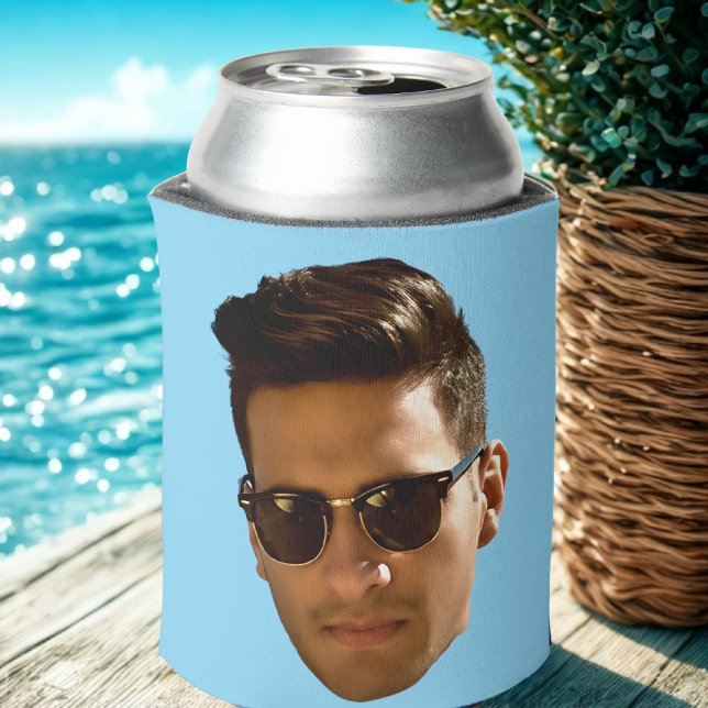 Custom Face Bachelorette Party Birthday Blue Can Cooler (Creator Uploaded)
