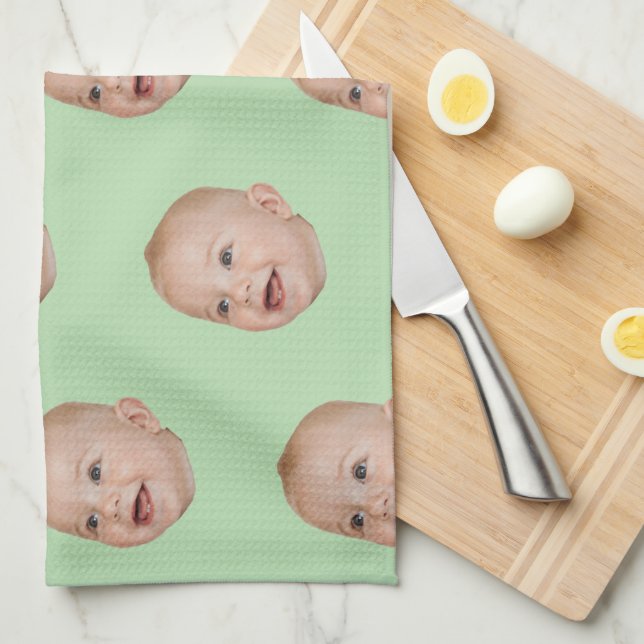 Custom Face Baking Gift Personalized Grandma’s Kitchen Towel (Quarter Fold)