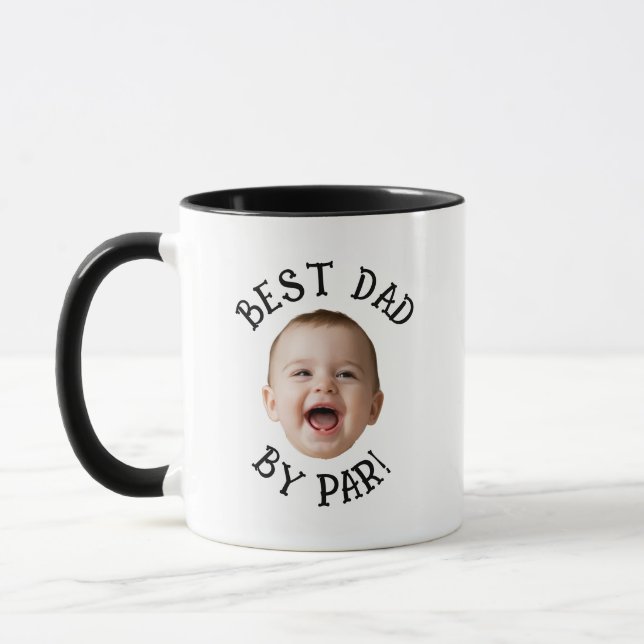 Custom Face Best Dad By Par  Mug (Left)
