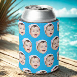 Custom Face Birthday Favours Bachelor Party Can Cooler<br><div class="desc">Personalized Face Photo Birthday Favours Bachelor Party Blue Can Cooler</div>