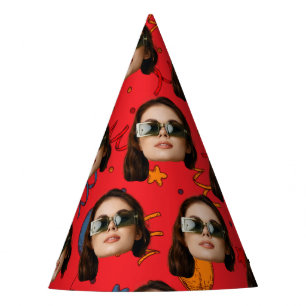 Custom Face Birthday Photo Party Decor Red Party Hat