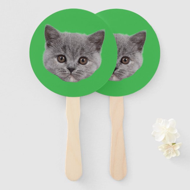 Custom Face Cat Cutout Bachelorette Party Birthday Hand Fan (Front and Back)