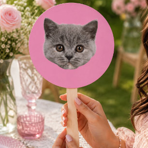 Custom Face Cat Cutout Bachelorette Party Birthday Hand Fan