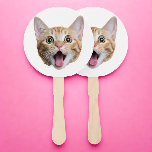 Custom Face Cat Dad New Dad Party Birthday Hand Fan
