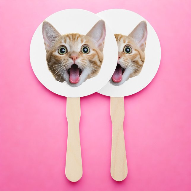 Custom Face Cat Dad New Dad Party Birthday Hand Fan (Creator Uploaded)