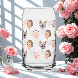 Custom Face, Custom Photo, Family Gift Glasse Can Glass