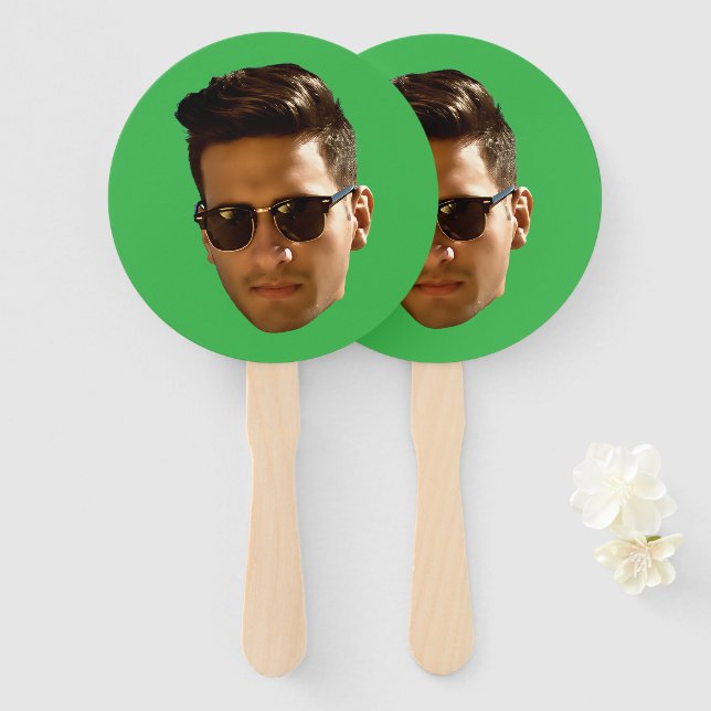 Custom Face Cutout Bachelor Party Birthday Hand Fan (Front and Back)