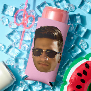 Custom Face Cutout Bachelorette Birthday Pink Seltzer Can Cooler