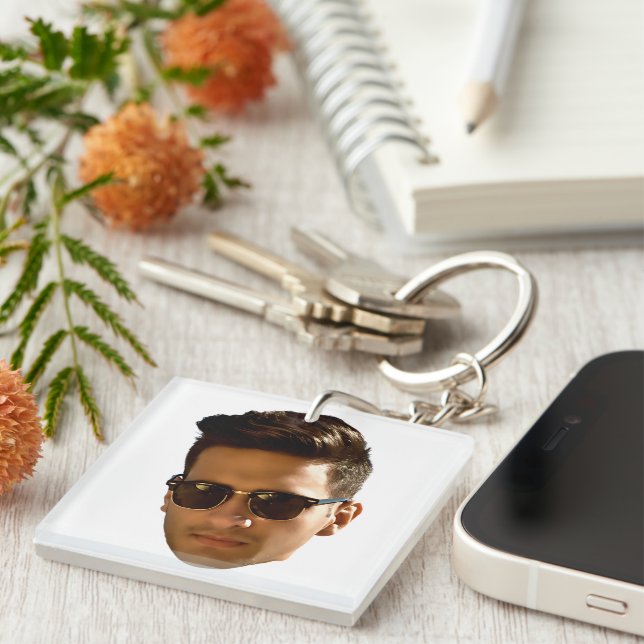 Custom Face Cutout Bachelorette Party Birthday Keychain (Front Right)