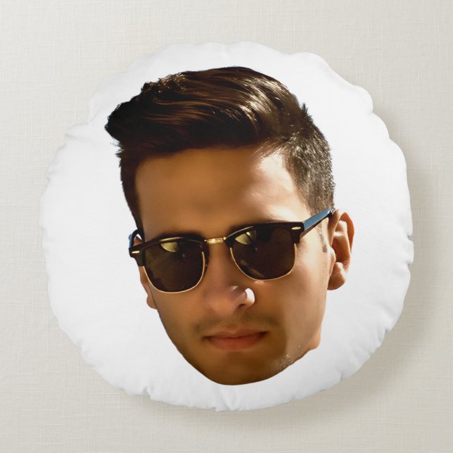 Custom Face Cutout Bachelorette Party Birthday Round Pillow (Front)