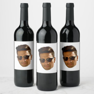 Custom Face Cutout Bachelorette Party Birthday Wine Label