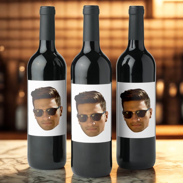 Custom Face Cutout Bachelorette Party Birthday Wine Label (Creator Uploaded)