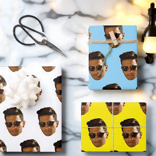 Custom Face Cutout Bachelorette Party Birthday Wrapping Paper Sheet
