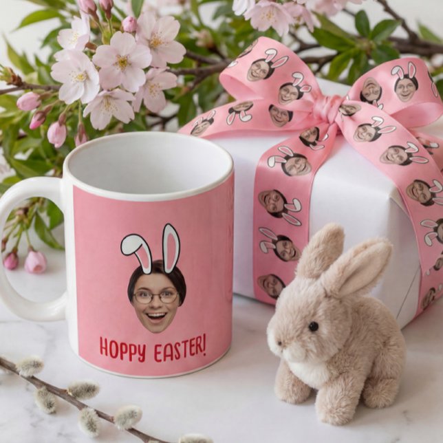 Custom Face Funny Easter Bunny Ears Photo Coffee Mug (Creator Uploaded)