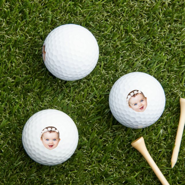 Custom Face, Gift Dad, New Dad Personalized  Golf Balls (Insitu Grass)