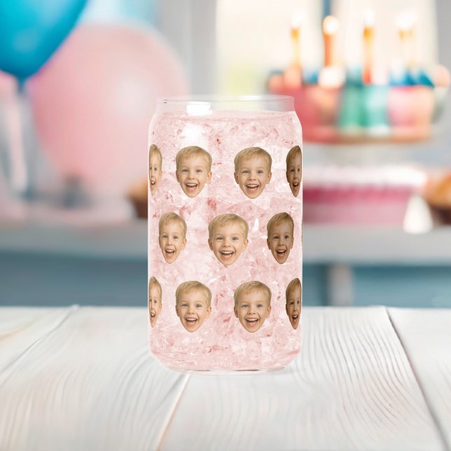 Custom Face Gift, Personalized Face Photo, Family Can Glass (Insitu (Baby Shower))