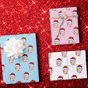 Custom Face Gift Wrap, Santa Claus Hat Face Wrapping Paper Sheet