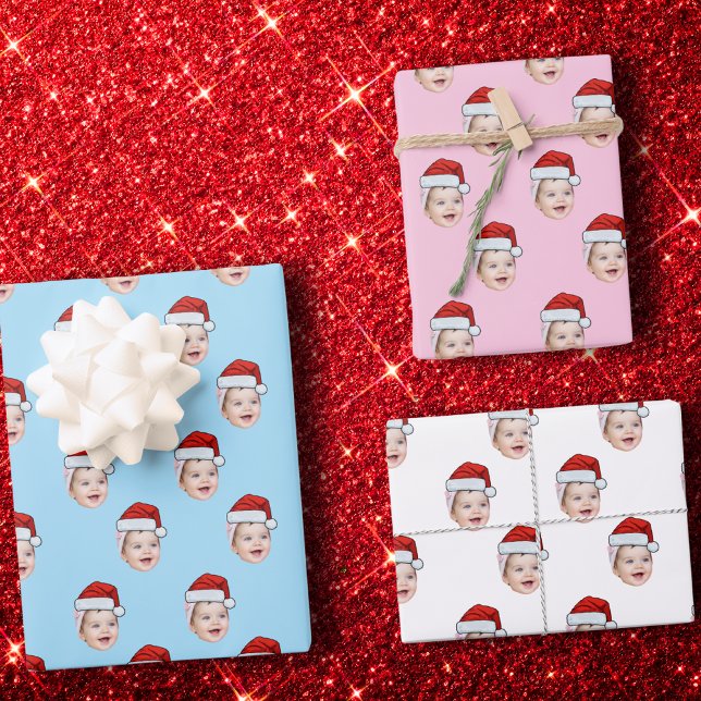 Custom Face Gift Wrap, Santa Claus Hat Face Wrapping Paper Sheet (Creator Uploaded)