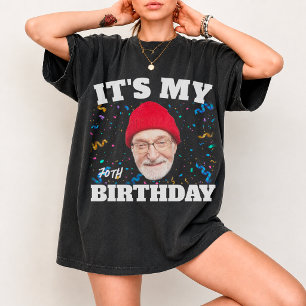 Custom Face Grandpa its My Birthday 70th Photo T-Shirt