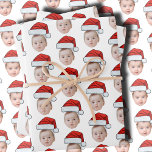 Custom Face Head Photo Santa Hat Christmas White Wrapping Paper Sheet<br><div class="desc">Funny Custom Face Head Photo Santa Hat Christmas White Gift Wrap, Replace the face of this baby with your favorite photo (make sure to crop as much to the face as possible and use an app to remove the background) and personalize this funny Christmas Holiday Wrapping Paper with your kid,...</div>