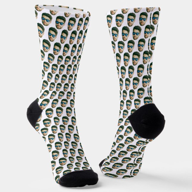 Custom Face Head  Wedding Bridal Shower Party Face Socks (Angled)
