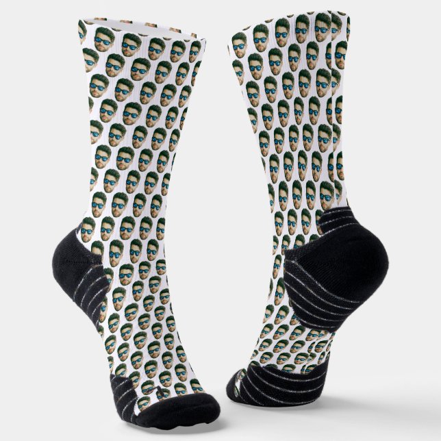 Custom Face Head  Wedding Bridal Shower Party Face Socks (Angled)
